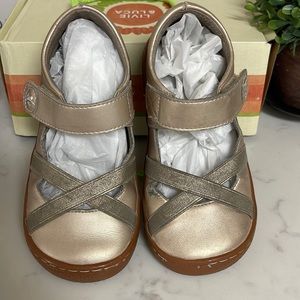 Livie & Luca - champagne Cross Strap Leather Shoes Rubber Sole - 12 Toddler